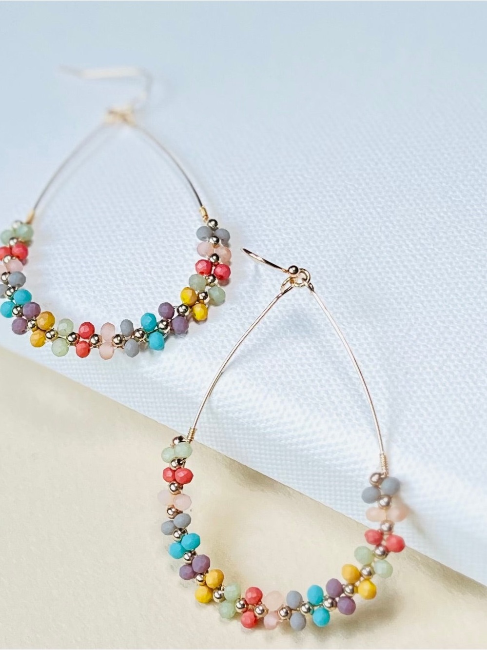 Handmade Multicolor Beaded Teardrop Earrings